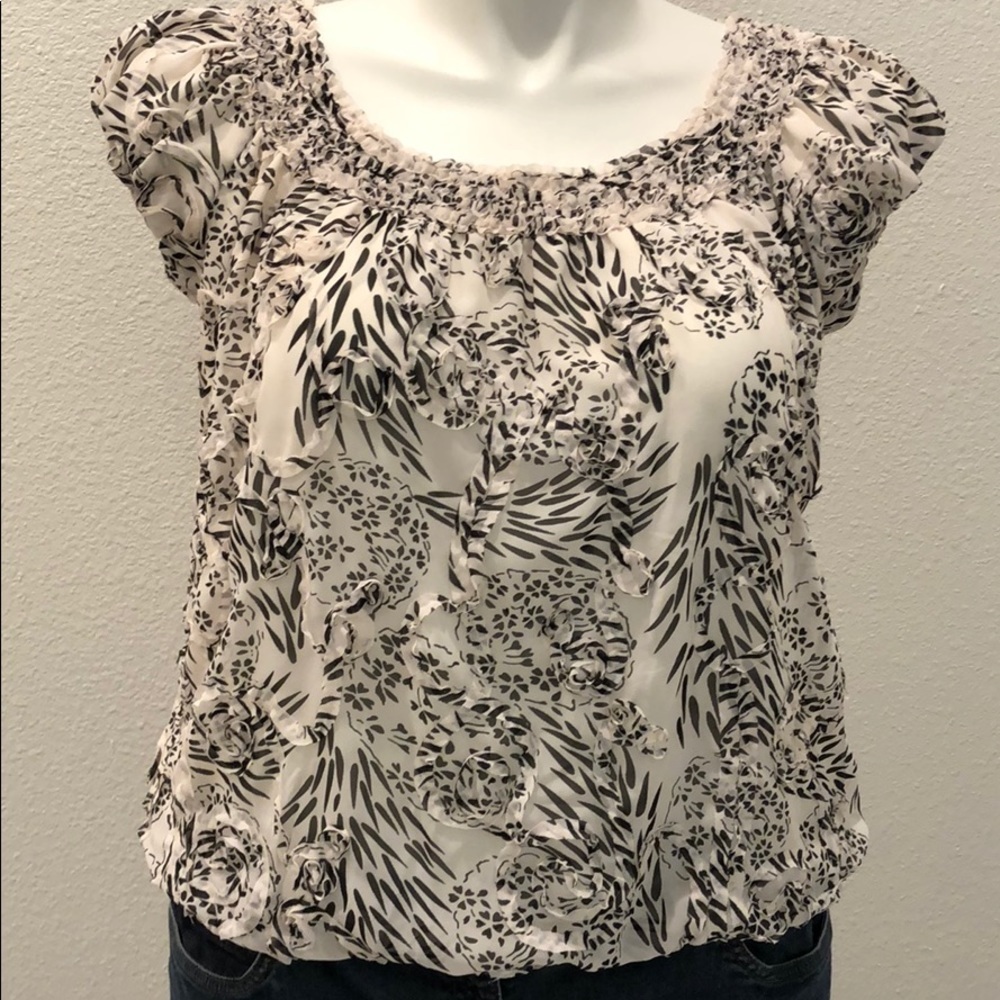 Max Studio MSSP B/W frilly top sz L